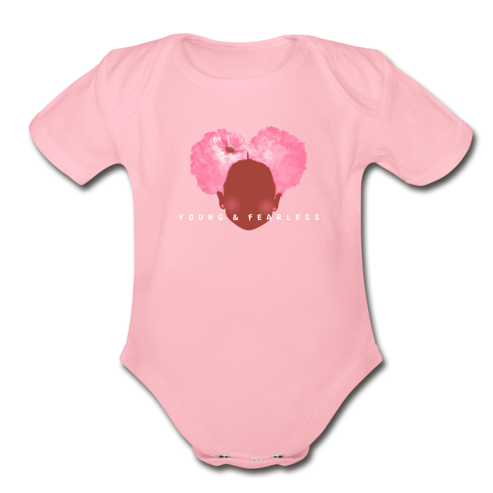 Organic Young & Fearless Baby Bodysuit - light pink