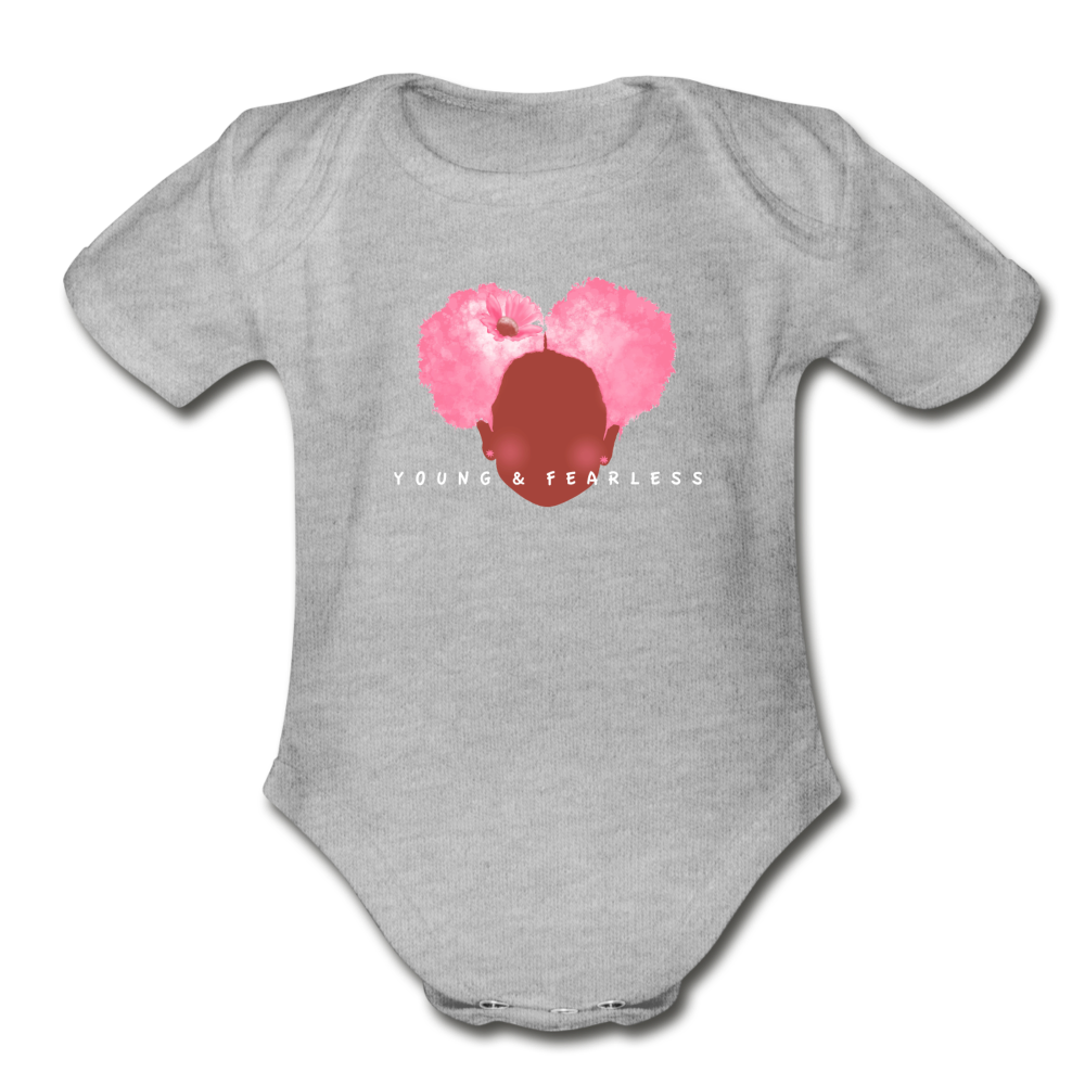 Organic Young & Fearless Baby Bodysuit - heather gray