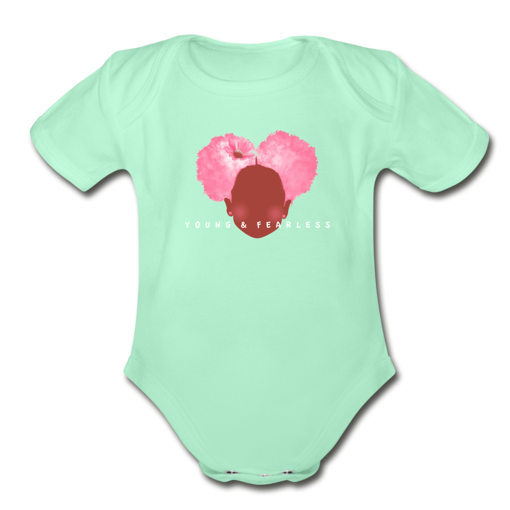 Organic Young & Fearless Baby Bodysuit - light mint